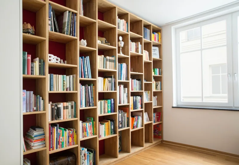 Tall oak bookshelf
