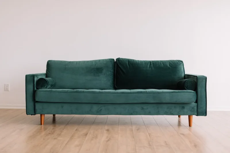 Emerald 3-seater sofa + throw pillows
